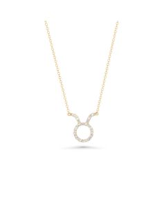0.1 Cts White Diamond Taurus Necklace in 14K Gold