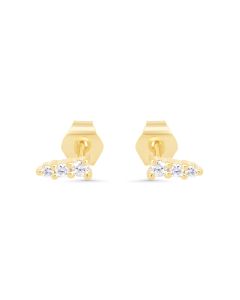 0.1 Cts White Diamond Earring in 14K Yellow Gold