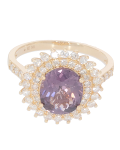 3.4 Cts Spinel and White Diamond Ring in 14K Yellow Gold