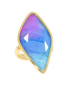 15.50 Cts Striped Agate Ring in Brass