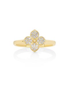0.14 Cts White Diamond Ring in 14K Yellow Gold