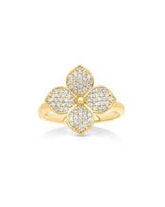 0.37 Cts White Diamond Ring in 14K Yellow Gold