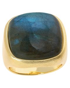 19.80 Cts Labradorite Solitaire Ring in Brass