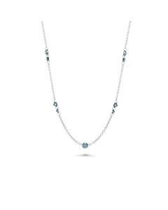 2.06 Cts Blue Diamond Necklace in 14K White Gold