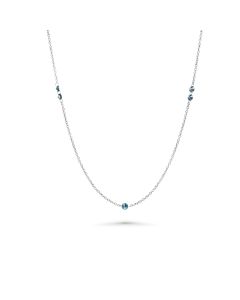 0.80 Cts Blue Diamond Necklace in 14K White Gold