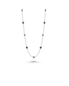 1.68 Cts Blue Diamond Necklace in 14K White Gold