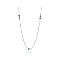 0.75 Cts Blue Diamond Necklace in 14K White Gold
