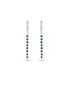 0.73 Cts Blue Diamond Earring in 14K White Gold