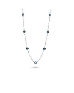 3.13 Cts Blue Diamond Necklace in 14K White Gold