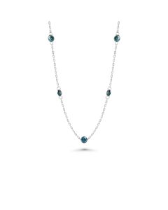 0.43 Cts Blue Diamond Necklace in 14K White Gold
