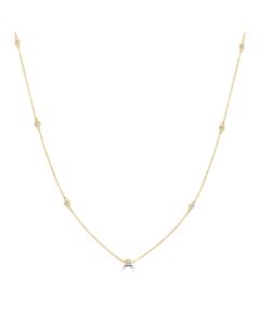 0.46 Cts White Diamond Station Necklace in 14K Yellow Gold