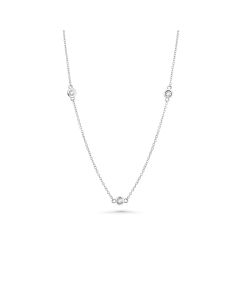0.91 Cts White Diamond Necklace in 14K White Gold