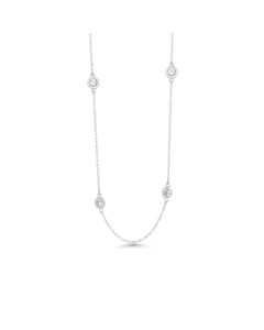 1.05 Cts White Diamond Necklace in 14K White Gold