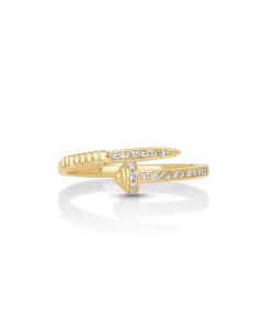 0.1 Cts White Diamond Ring in 14K Yellow Gold