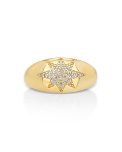 0.16 Cts White Diamond Ring in 14K Yellow Gold