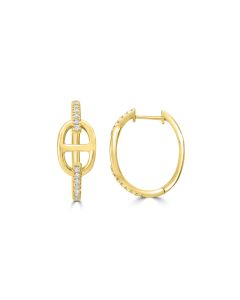 0.21 Cts White Diamond Hoop Earring in 14K Yellow Gold