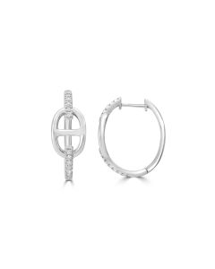 0.21 Cts White Diamond Hoop Earring in 14K White Gold