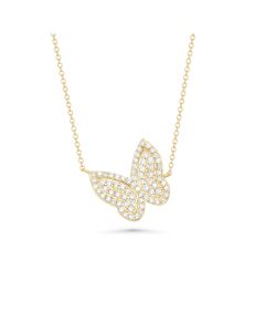 0.37 Cts White Diamond Necklace in 14K Yellow Gold