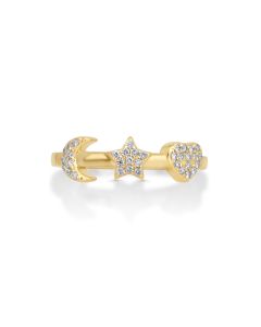 0.13 Cts White Diamond Ring in 14K Yellow Gold