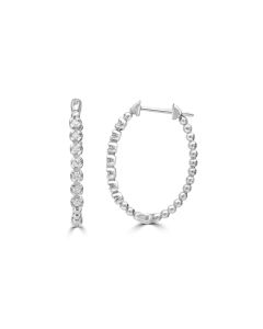 0.15 Cts White Diamond Hoop Earring in 14K White Gold