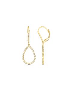 0.48 Cts White Diamond Dangle Earring in 14K Yellow Gold
