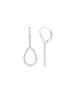 0.48 Cts White Diamond Dangle Earring in 14K White Gold