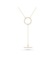 0.29 Cts White Diamond Necklace in 14K Yellow Gold
