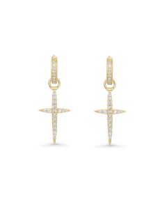 0.42 Cts White Diamond Earring in 14K Yellow Gold