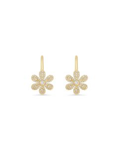 0.71 Cts White Diamond Earring in 14K Yellow Gold