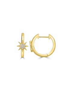0.06 Cts White Diamond Hoop Earring in 14K Yellow Gold