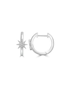 0.06 Cts White Diamond Hoop Earring in 14K White Gold