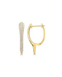 0.34 Cts White Diamond Hoop Earring in 14K Yellow Gold