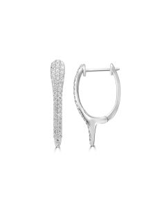 0.34 Cts White Diamond Hoop Earring in 14K White Gold