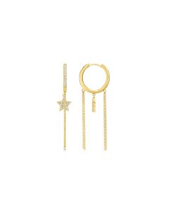 0.29 Cts White Diamond Star Earring in 14K Yellow Gold