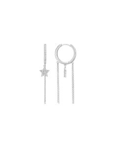 0.29 Cts White Diamond Star Earring in 14K White Gold