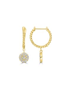 0.17 Cts White Diamond Dangle Earring in 14K Yellow Gold