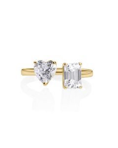 2.00 DEW White Moissanite Toi Moi Ring in 14K Gold