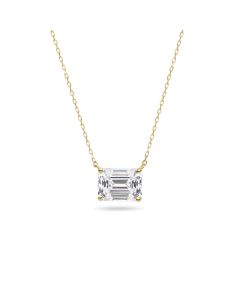 2.00 DEW Emerald Cut White Moissanite Solitaire Necklace in 14K Gold