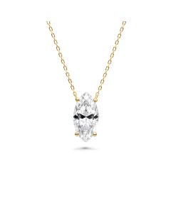 2.00 DEW Marquise Shape White Moissanite Solitaire Necklace in 14K Gold