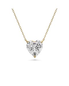 2.00 DEW Heart Shape White Moissanite Solitaire Necklace in 14K Gold