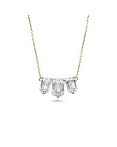 2.60 DEW Moissanite 3 Stone Necklace in 14K Gold