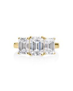 4.00 DEW White Moissanite 3 Stone Ring in 14K Gold