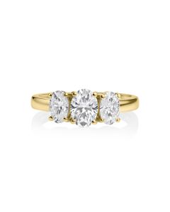 2.00 DEW White Moissanite 3 Stone Ring in 14K Gold