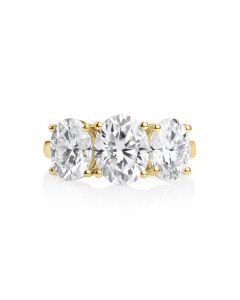 5.00 DEW White Moissanite 3 Stone Ring in 14K Gold