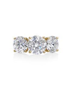 7.00 DEW White Moissanite 3 Stone Ring in 14K Gold