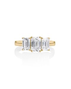 2.60 DEW White Moissanite 3 Stone Ring in 14K Gold