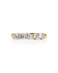 1.00 DEW White Moissanite 5 Stone Ring in 14K Gold