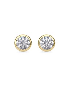 2.00 DEW White Moissanite Stud Earring in 14K Yellow Gold
