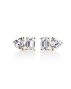 4.00 DEW White Moissanite Toi Moi Earring in 14K Yellow Gold