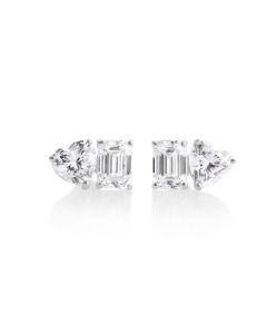 4.00 DEW White Moissanite Toi Moi Earring in 14K White Gold